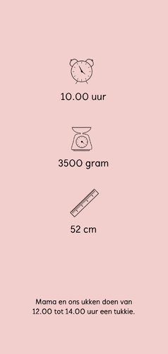 Geboortekaartje meisje roze langwerpig met foto 2