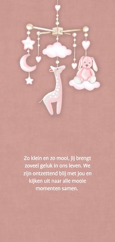Geboortekaartje mobiel met babyknuffels 2