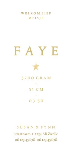 Geboortekaartje roze waterverf met sterren en maantje Achterkant