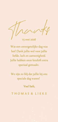 Hip oranje trouwkaartje bedankt met sinaasappels en goud 3