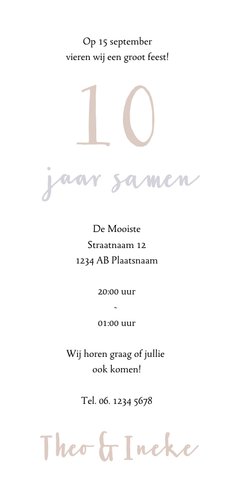 Jubileum collage 10 jaar 3 foto's Achterkant