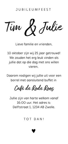 Jubileum uitnodiging 25 jaar met foto en rekensommetje Achterkant