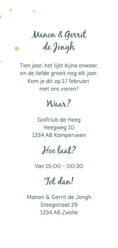 Jubileumkaart '10 jaar getrouwd!' met confetti 3