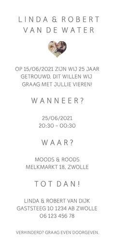 Jubileumkaart 25 jaar met &-teken en bloemen Achterkant