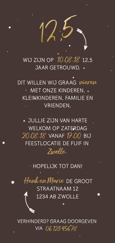  Jubileumkaart langwerpig met gouden 12,5 en foto Achterkant