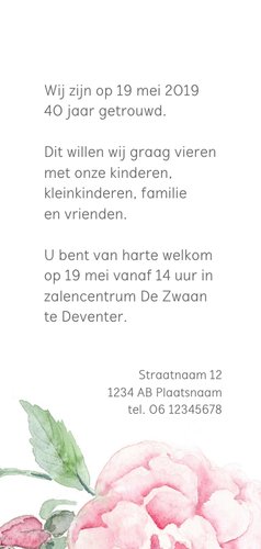 Jubileumkaart romantische roos 3