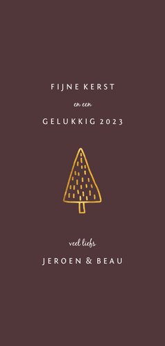 Kerstkaart holly jolly goudlook met foto Achterkant