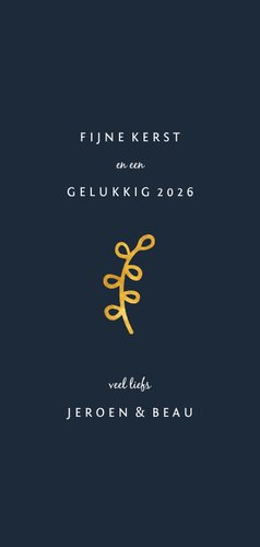 Kerstkaart joy to the world goudlook met foto Achterkant