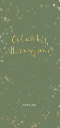 Kerstkaart langwerpig groen met kerstster - Een gouden kerst Achterkant
