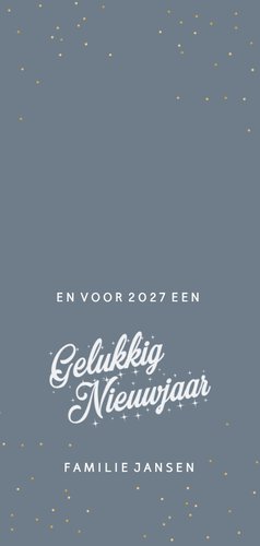 Kerstkaart met kader van sterretjes en gouden stipjes Achterkant