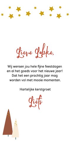 Kerstkaart met kerstbomen illustratie Achterkant