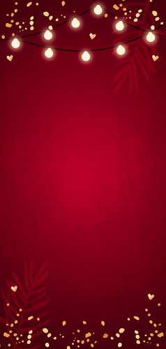 Kerstkaart rood langwerpig foto lampjes goudlook 2027 Achterkant