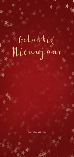 Kerstkaart rood langwerpig sneeuwvlok - Een gouden kerst Achterkant