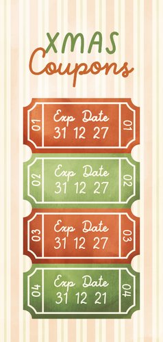 Kerstkaart uitknipbare XMAS coupons 2