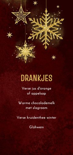 Kerstlunch menukaart sterren goud rode achtergrond 2