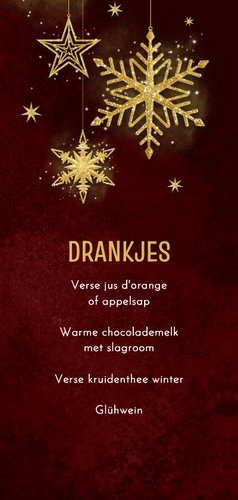 Kerstlunch menukaart sterren goud rode achtergrond 2