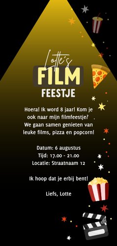 Kinderfeestje film popcorn pizza en sterren met foto 3