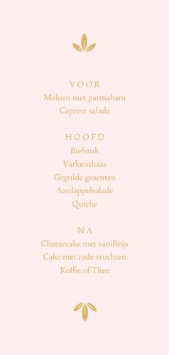 Klassieke minimalistische menukaart met gouden ornament Achterkant