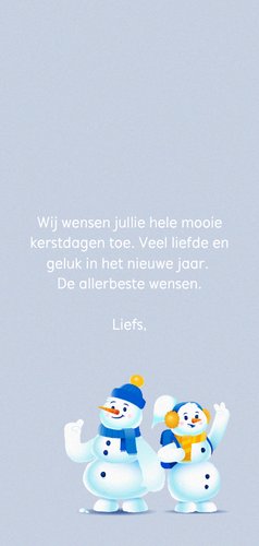 Langwerpige kerstkaart met sneeuwpoppen NS 3