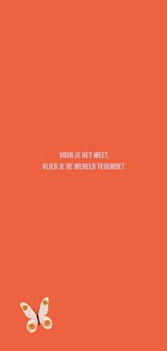 Lief geboortekaartje met vlinders roze rood voor een meisje 2