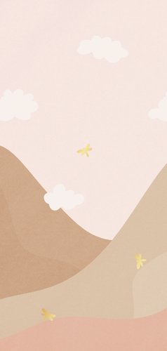 Lief geboortekaartje pastel roze landschap gouden libelle Achterkant