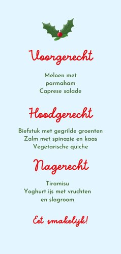 Lieve menukaart met illustratie van twee musjes 3