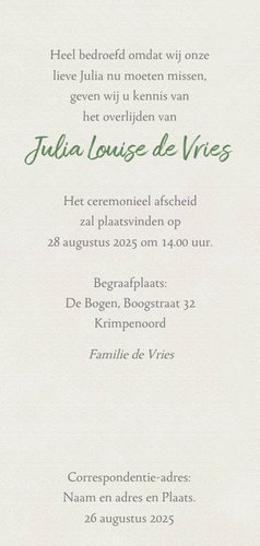 Lieve rouwkaart met witte rozen op gewassen achtergrond 3