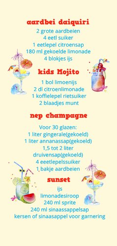Menu cocktail kids 0% alcohol Achterkant