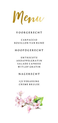 Menu trouwen bloesem klimop Achterkant