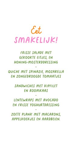 Menukaart algemeen hip kleurrijk strepen mediterraans Achterkant