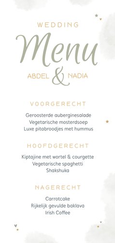 Menukaart Arabische bruiloft windlicht eucalyptus 3