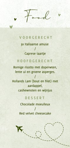 Menukaart bruiloft buitenland landkaart menu groen 3