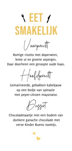 Menukaart bruiloft humor grappig bruidspaar cartoon Achterkant