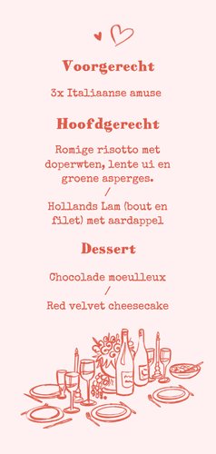 Menukaart bruiloft romantisch doodle illustraties liefde Achterkant