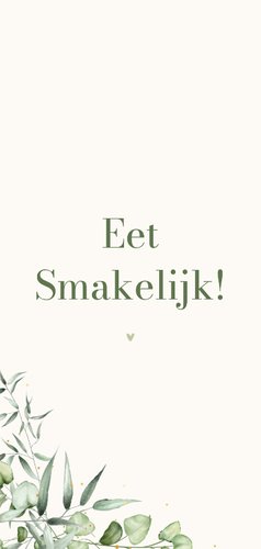 Menukaart communie eucalyptus hoekjes met goud 2