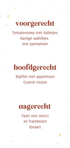 Menukaart communiefeest roestbruin met patroon Achterkant