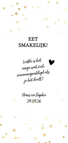 Menukaart - diner met eigen foto Achterkant