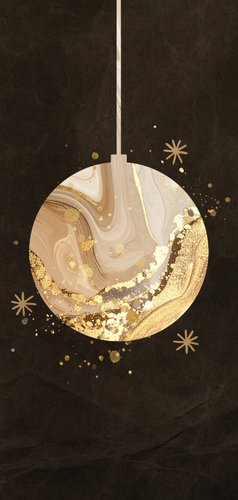 Menukaart donkerbruin met marmer kerstbal kerstdiner 2