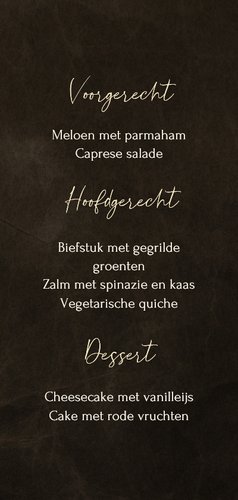 Menukaart donkerbruin met marmer kerstbal kerstdiner 3