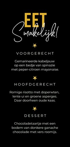Menukaart goud VIP kerstmenu kerstdiner Achterkant