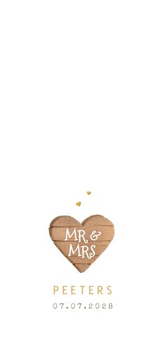 Menukaart hertengewei bloemen hartjes goud hout illustratie Achterkant