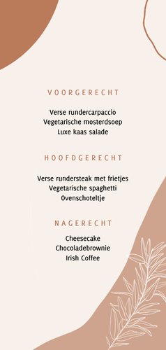 Menukaart kerst in natuurtinten organisch Achterkant