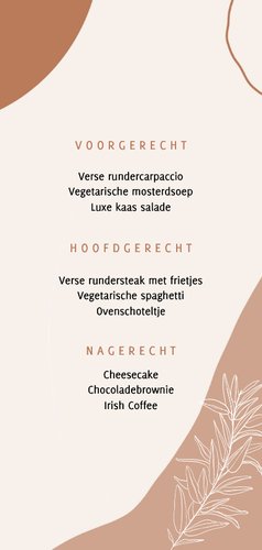 Menukaart kerst in natuurtinten organisch Achterkant