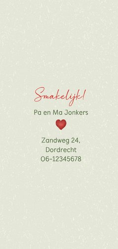 Menukaart kerst kabouter draagt hart 2