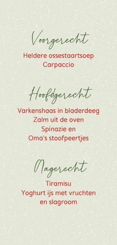 Menukaart kerst kabouter draagt hart 3