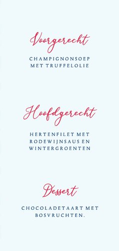 Menukaart kerstdiner in winers thema met maretak 3