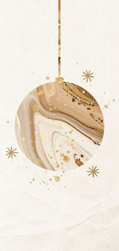 Menukaart kerstdiner met marmer kerstbal beige 2
