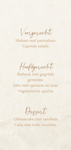 Menukaart kerstdiner met marmer kerstbal beige 3