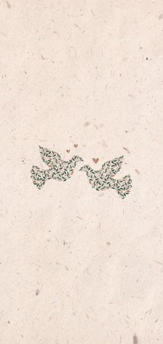 Menukaart kraftlook met duiven van bloemen Achterkant