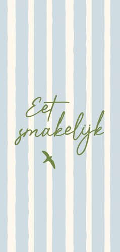  Menukaart lentefeest groene vogeltjes met blauwe streep 2